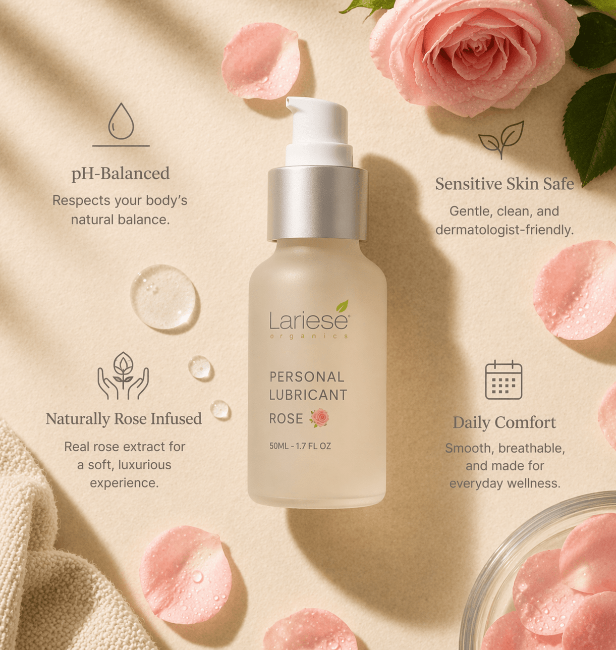 Rose Personal Lubricant – 2 X (pH - Balanced) - Lariese Organics