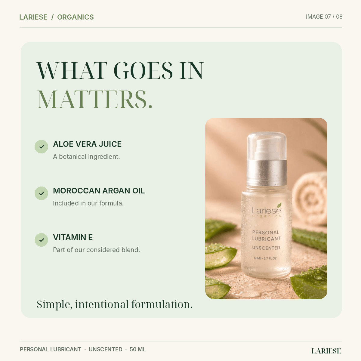 Unscented Personal Lubricant - Lariese Organics