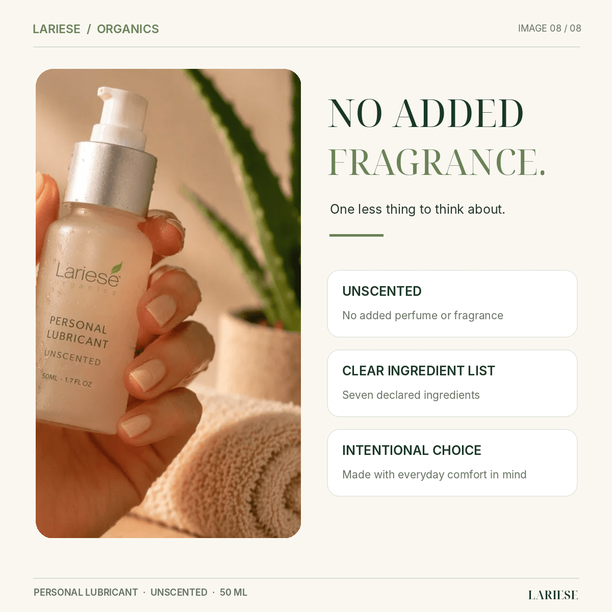 Unscented Personal Lubricant - Lariese Organics